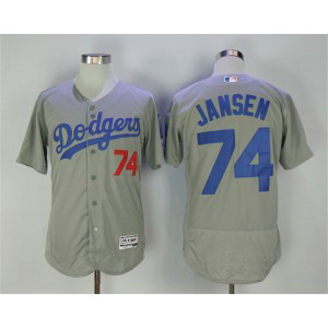 MLB Dodgers 74 Kenley Jansen Gray Flexbase Men Jersey