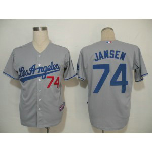 MLB Dodgers 74 Kenley Jansen Grey Cool Base Men Jersey