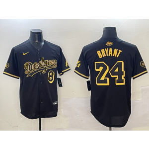 MLB Dodgers 8 & 24 Kobe Bryant Black Nike Cool Base Men Jersey