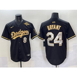 MLB Dodgers 8 24 Bryant Black Gold 2025 World Series Champion Nike Cool Base Men Jersey