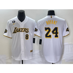 MLB Dodgers 8 24 Kobe White Baseball Nike Cool Base Men Jersey