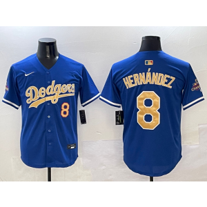 MLB Dodgers 8 Enrique Hernández 2025 Blue Gold Collection Nike Cool Base Men Jersey