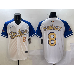 MLB Dodgers 8 Enrique Hernández 2025 White Gold Collection Nike Cool Base Men Jersey