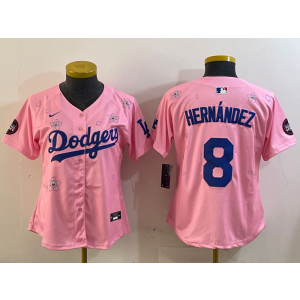 MLB Dodgers 8 Enrique Hernández Pink 2025 Tokyo Series Nike Cool Base Women Jersey