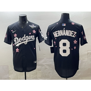 MLB Dodgers 8 Hernandez Black 2025 World Series Nike Cool Base Men Jersey