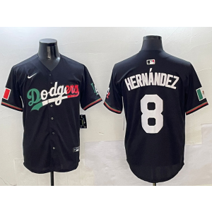 MLB Dodgers 8 Hernandez Black Mexico Nike Cool Base Men Jersey