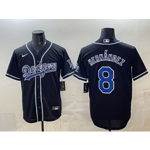 MLB Dodgers 8 Hernandez Black Nike Cool Base Men Jersey
