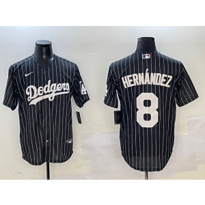 MLB Dodgers 8 Hernandez Black Nike Cool Base Men Jersey