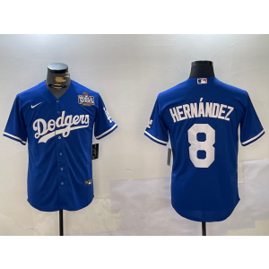 MLB Dodgers 8 Hernandez Blue 2024 World Series Nike Cool Base Men Jersey