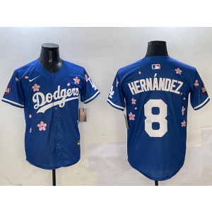 MLB Dodgers 8 Hernandez Blue 2025 Tokyo Series Nike Cool Base Men Jersey