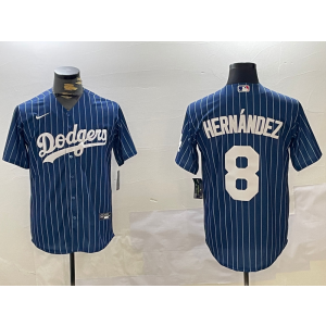 MLB Dodgers 8 Hernandez Blue Nike Cool Base Men Jersey