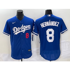 MLB Dodgers 8 Hernandez Blue Nike Flexbase Men Jersey