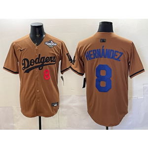 MLB Dodgers 8 Hernandez Brown 2025 World Series Nike Cool Base Men Jersey