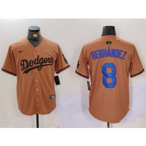 MLB Dodgers 8 Hernandez Brown Nike Cool Base Men Jersey