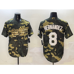 MLB Dodgers 8 Hernandez Camo Nike Cool Base Men Jersey