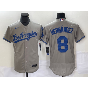 MLB Dodgers 8 Hernandez Gray Nike Flexbase Men Jersey