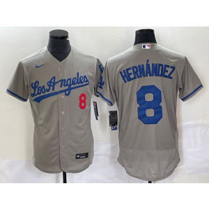 MLB Dodgers 8 Hernandez Grey Nike Flexbase Men Jersey