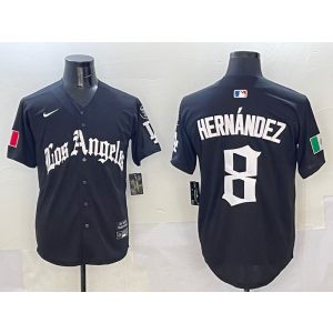 MLB Dodgers 8 Hernandez New Black Nike Cool Base Men Jersey