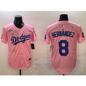 MLB Dodgers 8 Hernandez Pink 2025 Tokyo Series Nike Cool Base Men Jersey