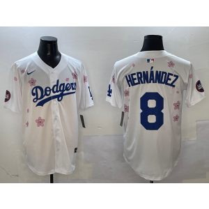 MLB Dodgers 8 Hernandez White 2025 Tokyo Series Nike Cool Base Men Jersey 1