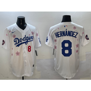 MLB Dodgers 8 Hernandez White 2025 Tokyo Series Nike Cool Base Men Jersey