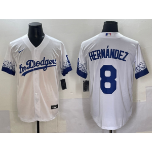 MLB Dodgers 8 Hernandez White City Nike Cool Base Men Jersey
