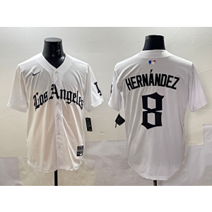 MLB Dodgers 8 Hernandez White New Nike Cool Base Men Jersey