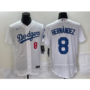 MLB Dodgers 8 Hernandez White Nike Flexbase Men Jersey
