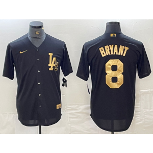 MLB Dodgers 8 Kobe Bryant Black Gold Nike Cool Base Men Jersey