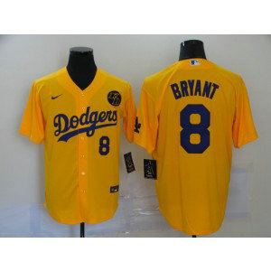 MLB Dodgers 8 Kobe Bryant Yellow 2020 Nike KB Cool Base Men Jersey