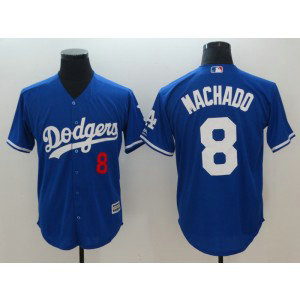 MLB Dodgers 8 Manny Machado Blue Cool Base Men Jersey