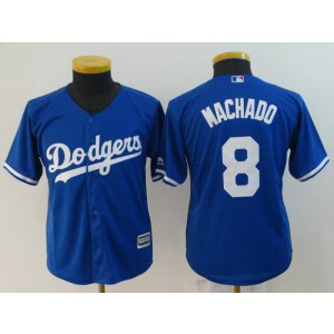 MLB Dodgers 8 Manny Machado Blue Cool Base Youth Jersey
