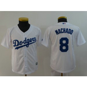 MLB Dodgers 8 Manny Machado White Cool Base Youth Jersey