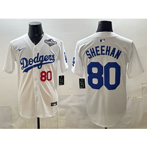 MLB Dodgers 80 Sheeham White 2025 World Series Nike Cool Base Men Jersey