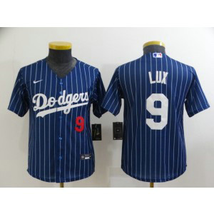 MLB Dodgers 9 Gavin Lux Blue Nike Cool Base Youth Jersey