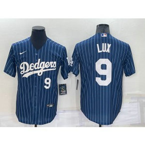 MLB Dodgers 9 Gavin Lux Navy Nike Cool Base Men Jersey