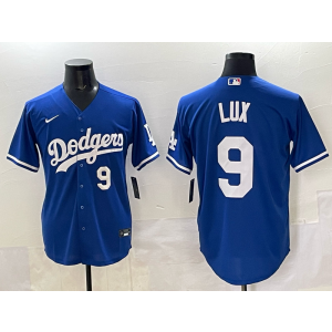 MLB Dodgers 9 Lux Blue Nike Cool Base Men Jersey