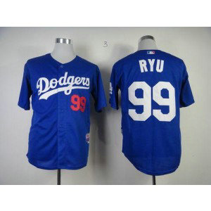 MLB Dodgers 99 Hyun-Jin Ryu Light Blue Cool Base Men Jersey