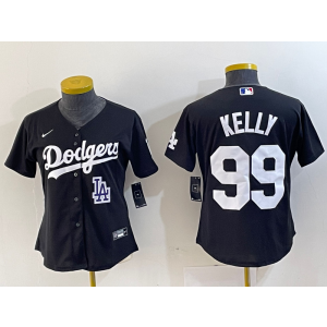 MLB Dodgers 99 Kelly Black Nike Cool Base Women Jersey