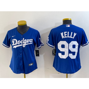 MLB Dodgers 99 Kelly Blue Nike Cool Base Women Jersey