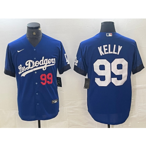 MLB Dodgers 99 Kelly City Connect Blue Nike Cool Base Men Jersey