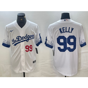 MLB Dodgers 99 Kelly City Connect White Nike Cool Base Men Jersey