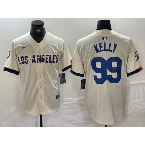 MLB Dodgers 99 Kelly Cream Nike Cool Base Men Jersey