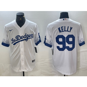 MLB Dodgers 99 Kelly White City Connect Nike Cool Base Men Jersey