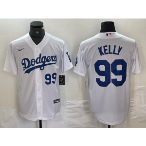 MLB Dodgers 99 Kelly White Nike Cool Base Men Jersey