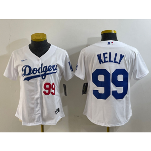 MLB Dodgers 99 Kelly White Nike Cool Base Women Jersey