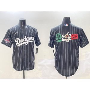 MLB Dodgers Blank Black Mexico Champion Nike Cool Base Men Jersey