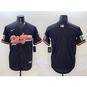 MLB Dodgers Blank Black Rainbow Nike Cool Base Men Jersey