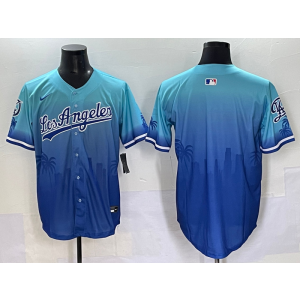 MLB Dodgers Blank Blue Drift Nike Cool Base Men Jersey