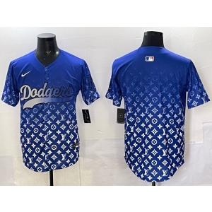 MLB Dodgers Blank Blue Fashion Nike Cool Base Men Jersey